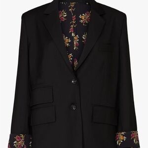 Thakoon Floral Lined Black Women's Blazer